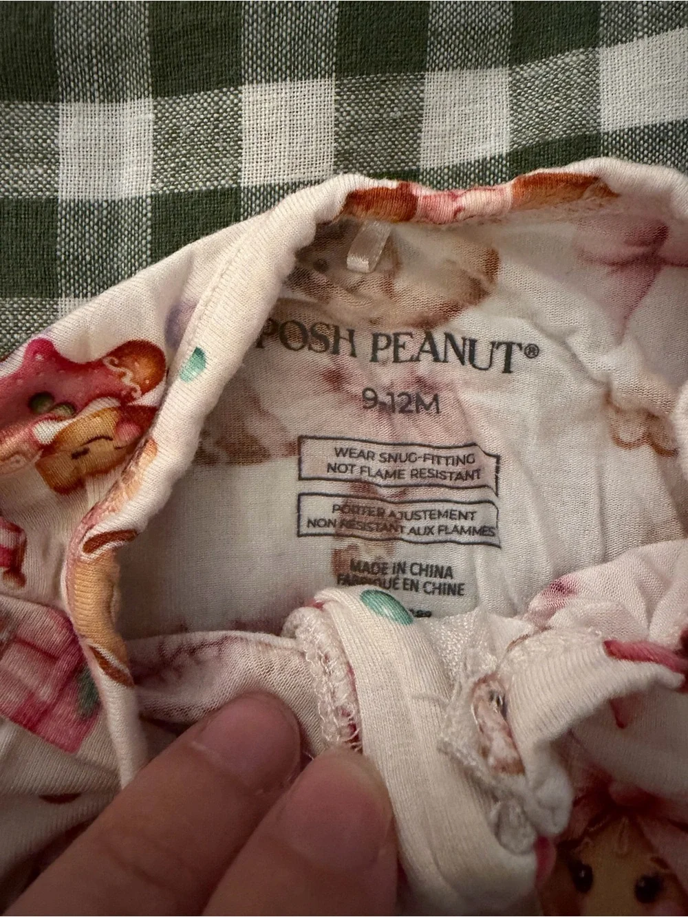 Posh Peanut Gingerbread Print Kids One-Piece Pajamas